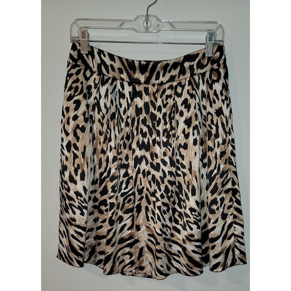 White House Black Market Womens Sz 4 Animal Print Sateen A-Line Mini Skirt Lined